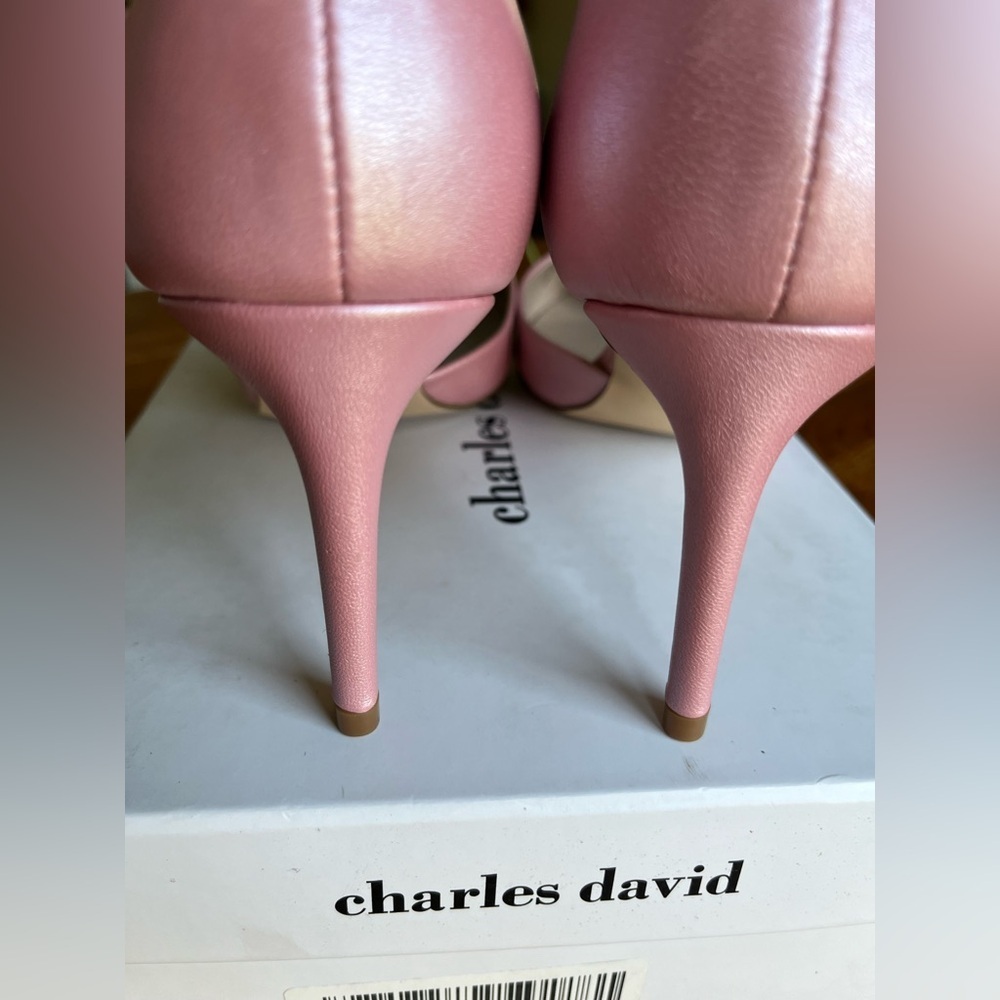 Charles David NEW Rhinestones Leather Pink Satin Ankle Strap Heels, Women’s Sz 9 - Picture 6 of 13
